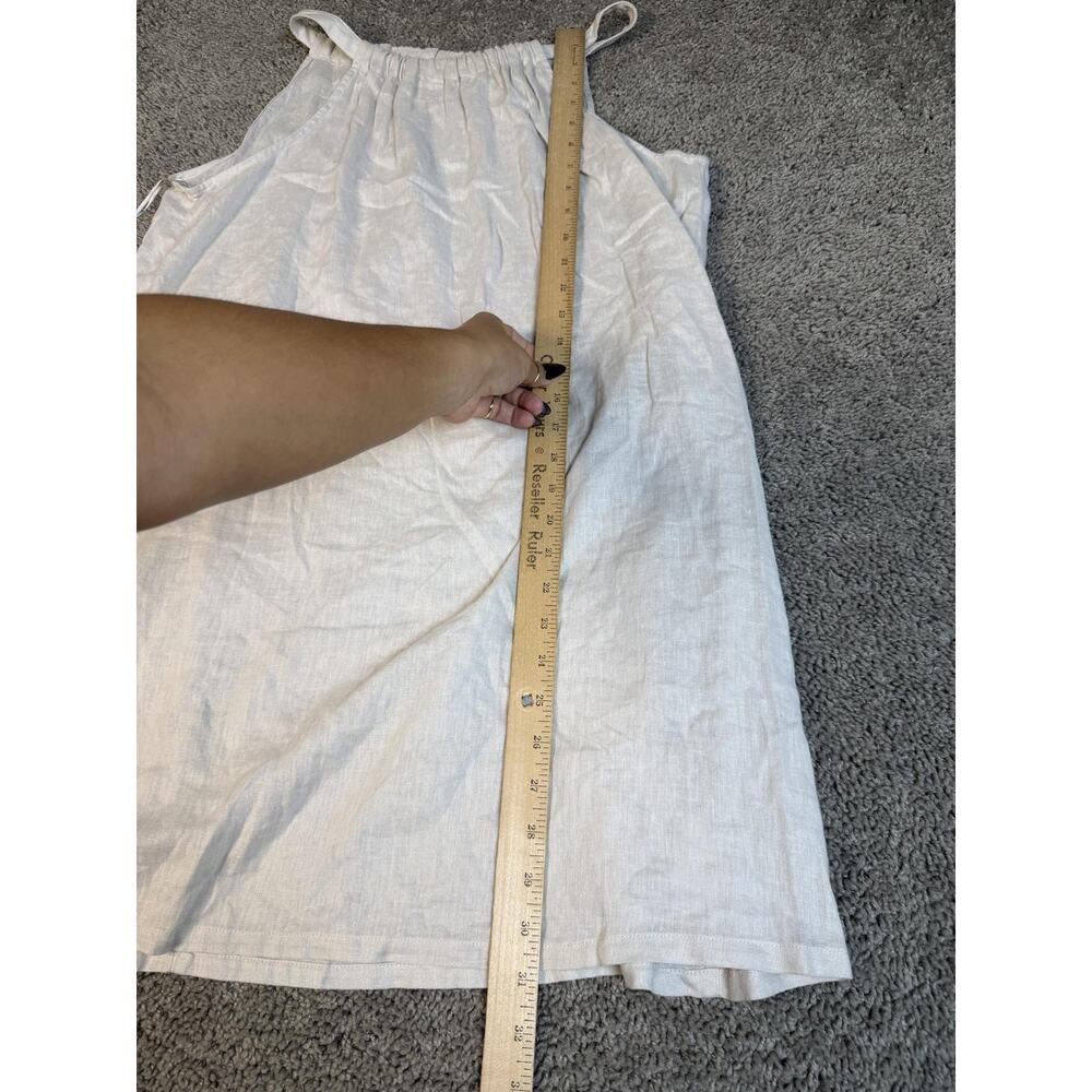C&C California Dress Womens L Beige Halter Shift Sundress Linen Rayon Keyhole - Picture 3 of 10